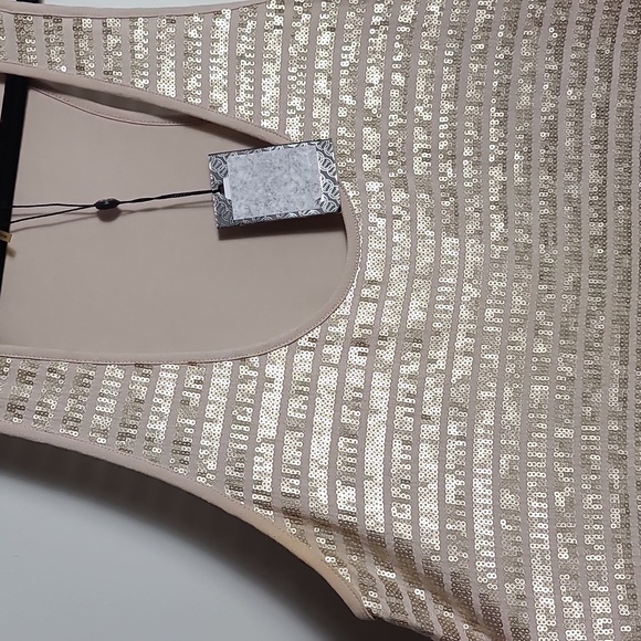 TART NWT Gold Sequin Tank Top With Cream Back Size Large - Picture 7 of 16